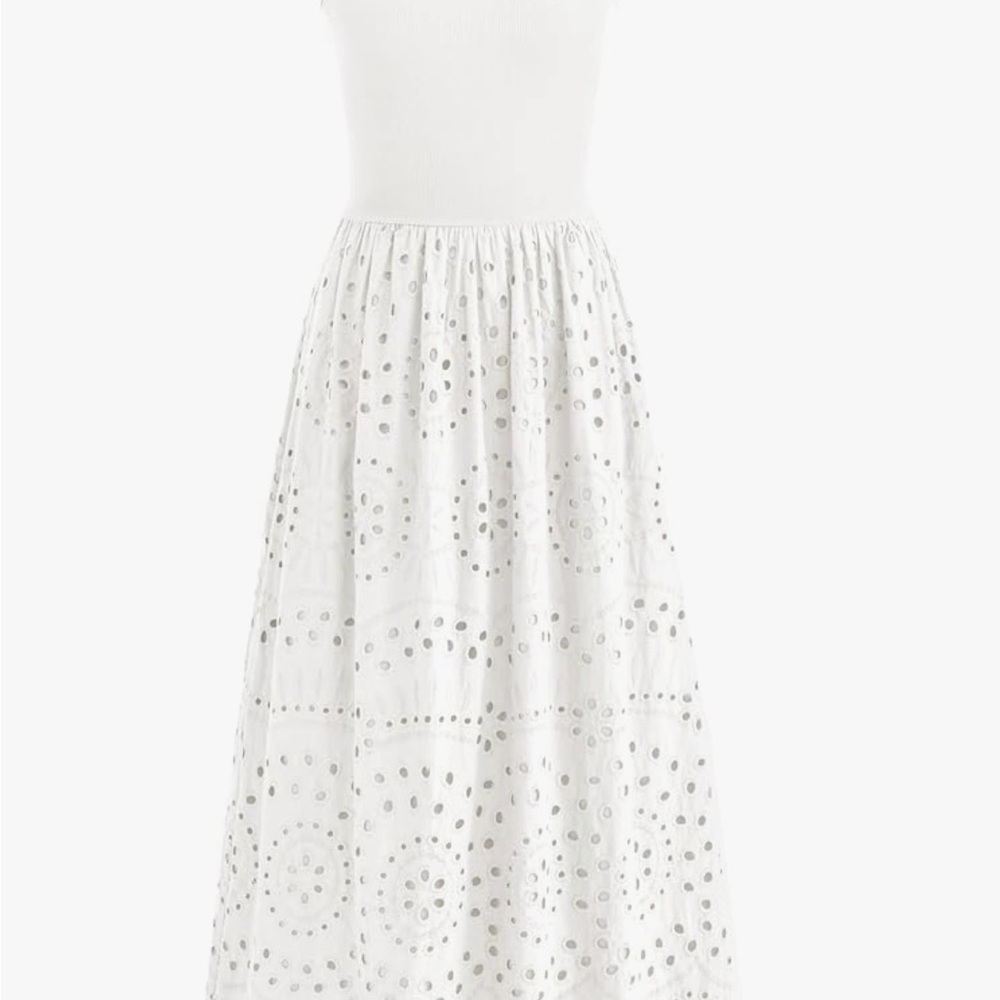 White Eyelet Maxi Dress with Pockets! - Picture 3 of 5